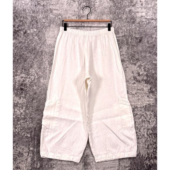 Bryn Walker Pants XS Womens White Linen Wide Leg Crop Langenlook Cargo - Picture 1 of 8